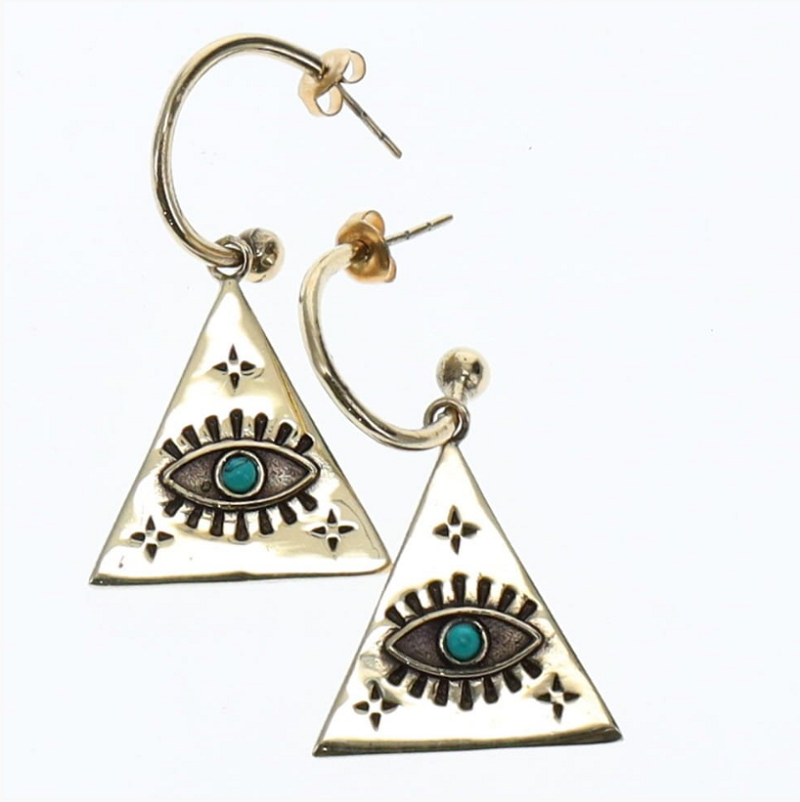 Brass Pyramid Eye earrings