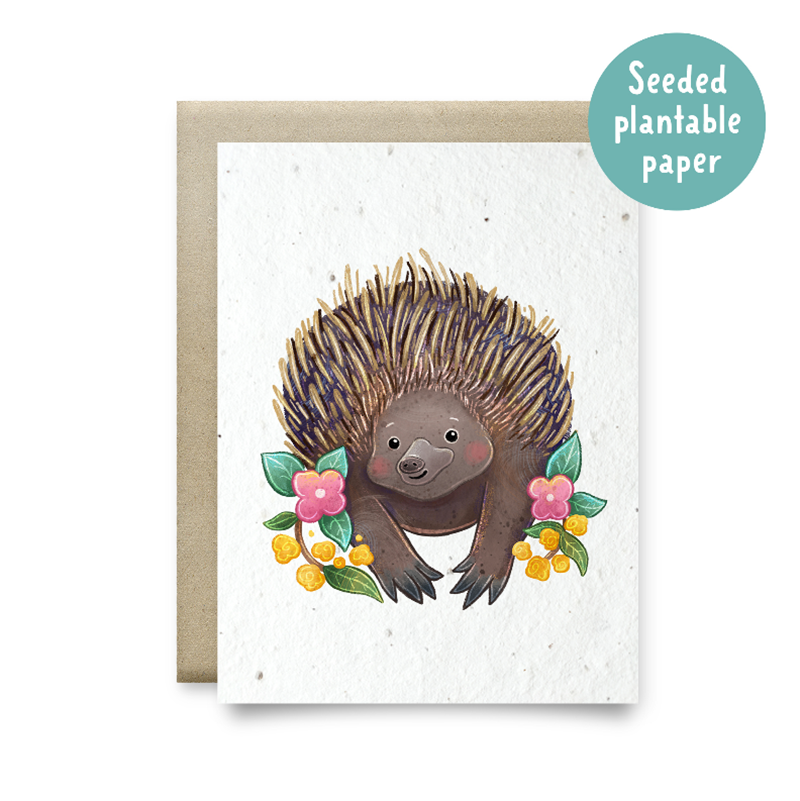 Plantable seed card echidna
